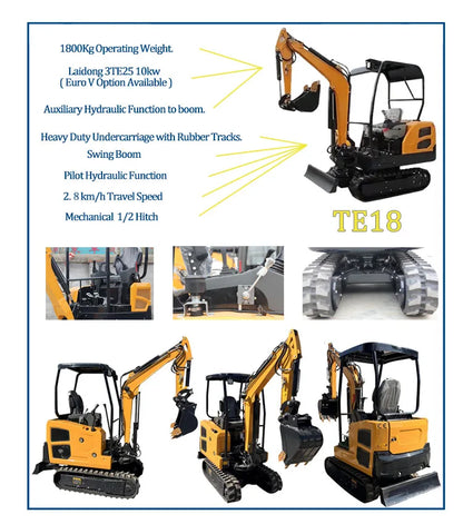 Mini Excavator 3.5 Ton EPA Farm Used New Crawler Digger Kubota Engine Small Excavators 1-3 Ton Machine Prices