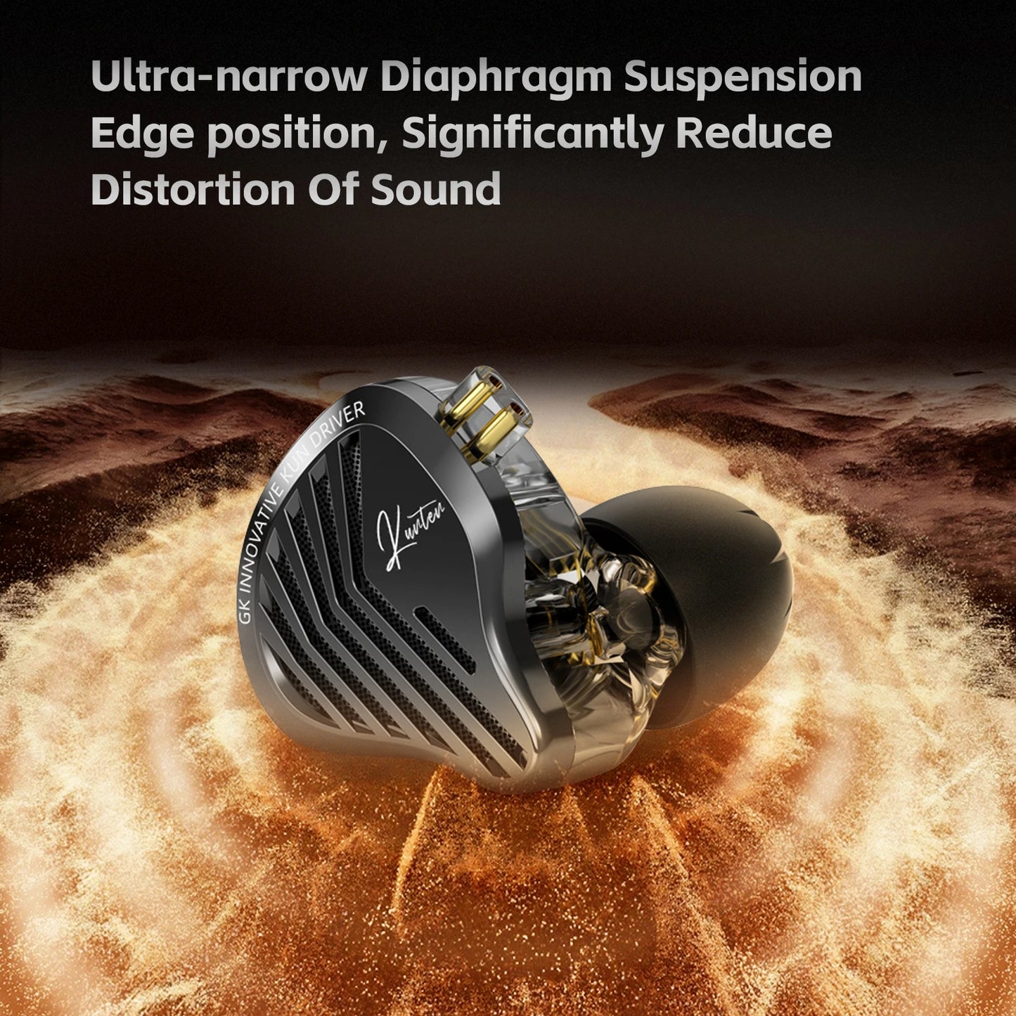 GK KUNTEN Dynamic Drive Headphones HIFI Heavy Bass Earbuds Sports Metal Headphones Detachable Headphones Gaming Headset Ear Buds