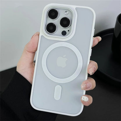 Magnetic Translucency Case Fashion Matte Frosted Magsafe Splice Color Cover For iPhone 16 15 14 13 12 11 Pro Max 16 Plus