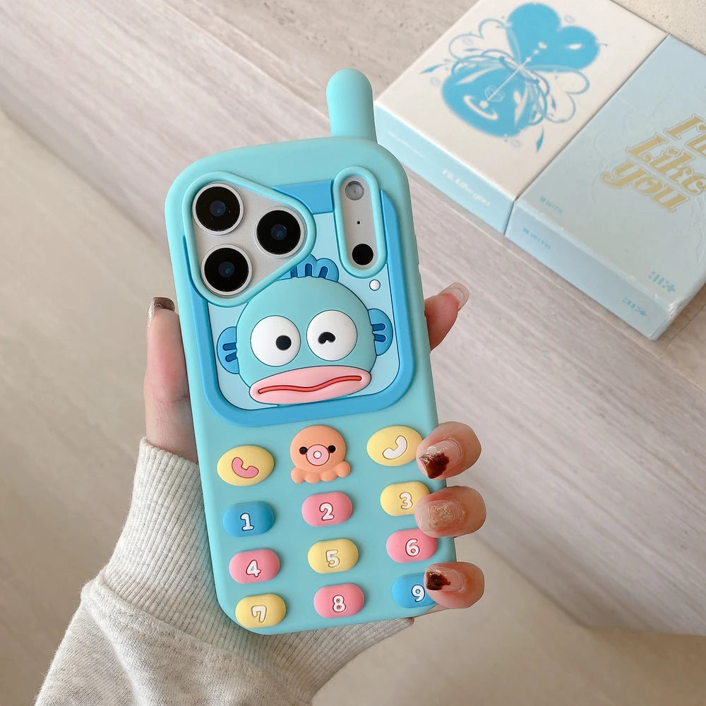 Cute Cartoon Sanrio Hangyodon 3D Stereoscopic  Phone Case For iPhone 17 16 15 14 13  Pro Max Shockproof Soft Silicone Cover