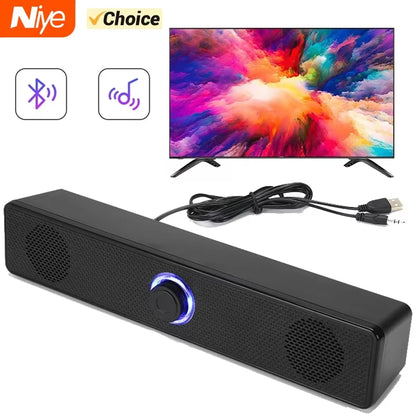 4D Bluetooth Computer Sound Bar Stereo Sound Subwoofer Loudspeaker With Mic For Macbook Laptop Notebook PC Music Player