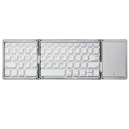 3-Folding Keyboard Mini Wireless Keyboard Foldable Dual Bluetooth Keyboard with Touchpad for Windows Android IOS iPad Phone