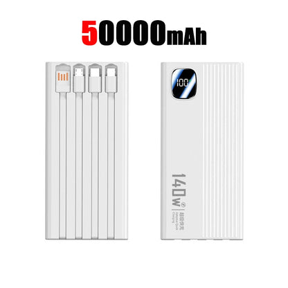 OnePlus 140W 500000mAh Power Bank  Super Fast Charging Large Capacity 4 in1 Cables Intelligent Digital Display Light For Phones