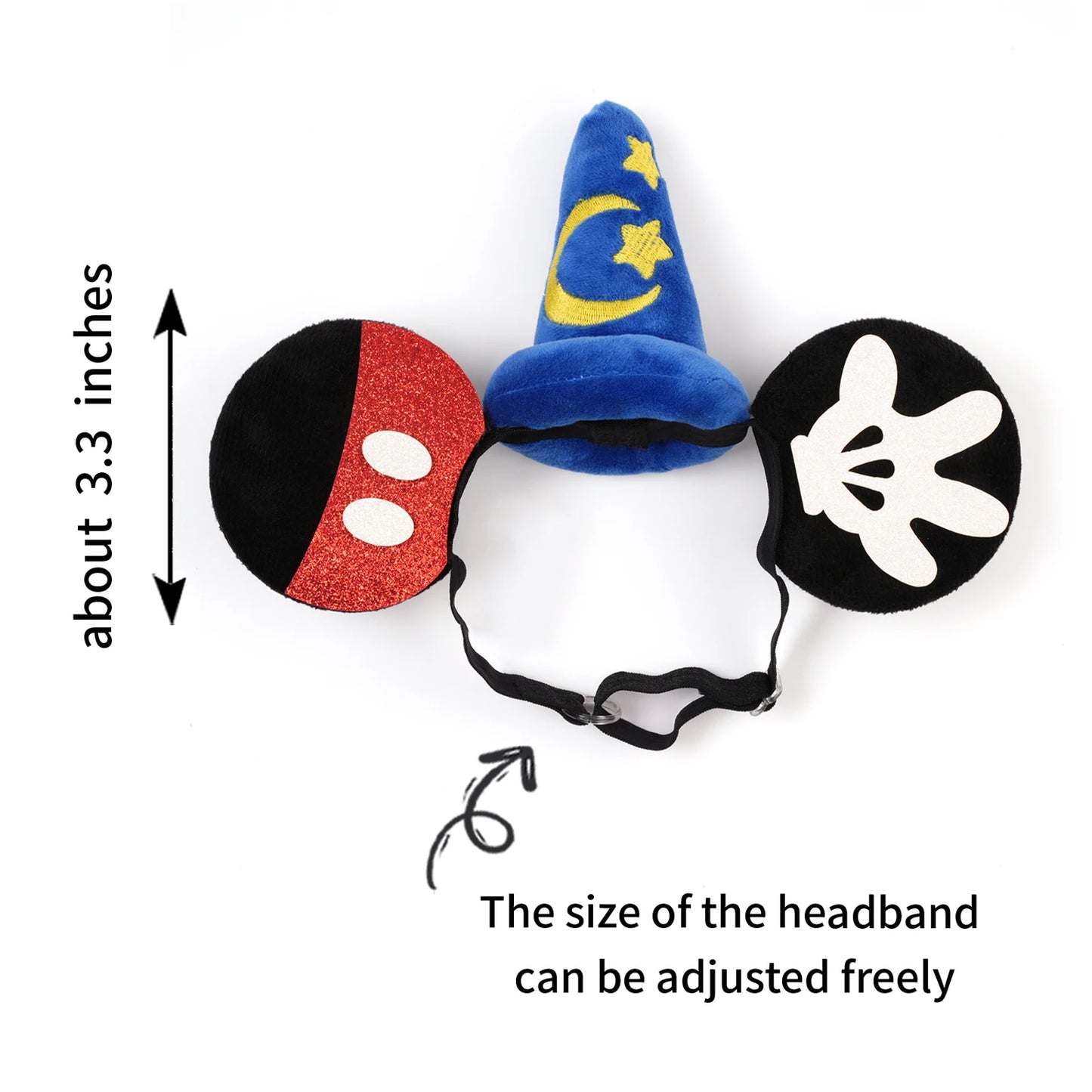 1pc Minnie Mouse Ear Hairband Blue Star Crescent Rod Soft Polyester Headpiece Girls Princess Party Birthday Creative Gift