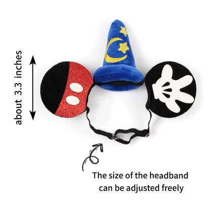 1pc Minnie Mouse Ear Hairband Blue Star Crescent Rod Soft Polyester Headpiece Girls Princess Party Birthday Creative Gift