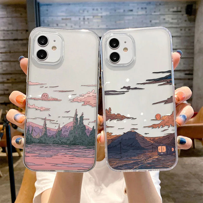 For Samsung S23 S25 Ultra Case Anime Landscape Phone Case For Samsung Galaxy S24 S22 Ultra S20 S21 FE S23Ultra S 23 Plus Covers