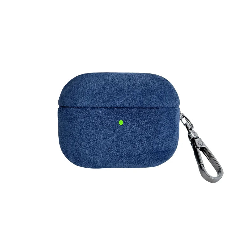 Luxury Italian Suede Headphone Case for Airpods 4 3 1 Pro 2 Anti-loss Metal Keychain Wireless Charge All Inclusive Earphone Case
