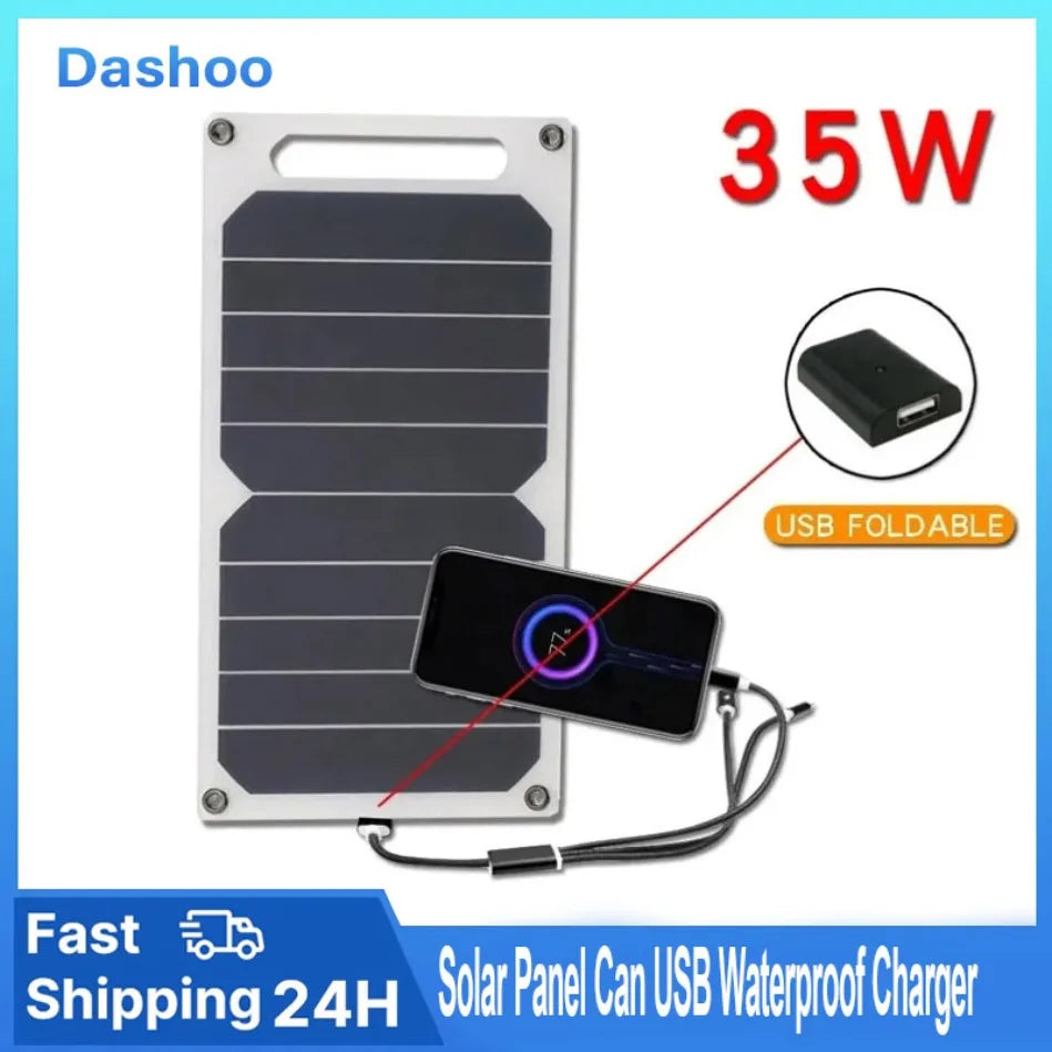 Portable Battery Mobile Phone Charging Bank Charging Panel 6.1V 35W Solar Panel With USB Waterproof Outdoor Hiking And Camping