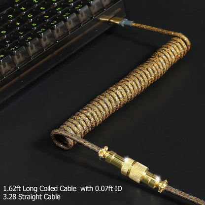 ATTACK SHARK * MAMBASNAKE C03 Coiled USB C Cable for Gaming Keyboard, Nylon Braided Mechanical Keyboard Cable, Double-Sleeved