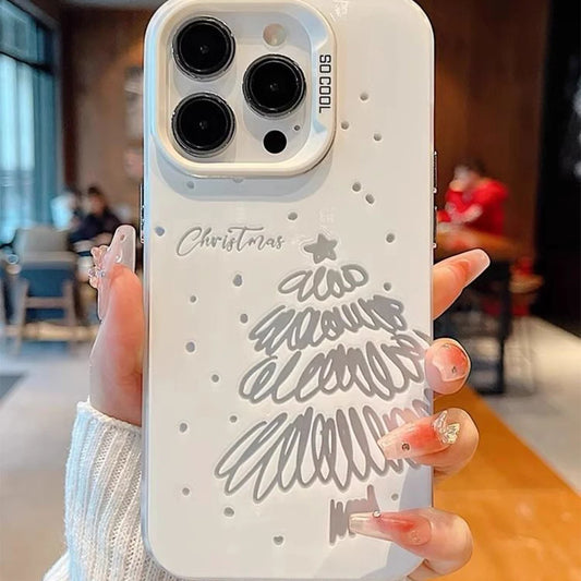 Wave Point Christmas Tree Drop Proof Matte Phone Case For iPhone 16 15 14 13 12 11 Pro Max XR XS MAX 7 8 PLUS MINI Acrylic Cover