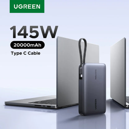 UGREEN 145W Power Bank 20000mah Built-in Type C Cable PD3.0 100W Portable Laptop Charger External Battery