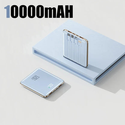 Lenovo 500000mAh Mini Power Bank Large Capacity Super Fast Charging External Battery Built-in 4 Cable For IPhone