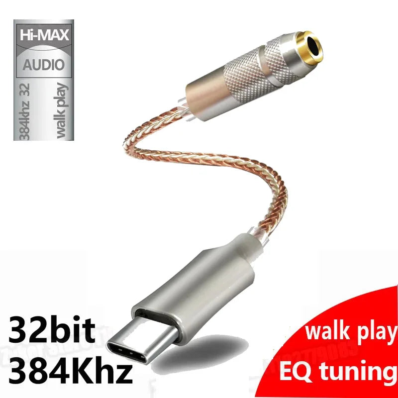 Type C to 3.5mm HiFi DAC Earphone Amplifier USB C Audio Decoder AMP Adapter CB1200AU Chip Sound Card Digital Decoder For Android