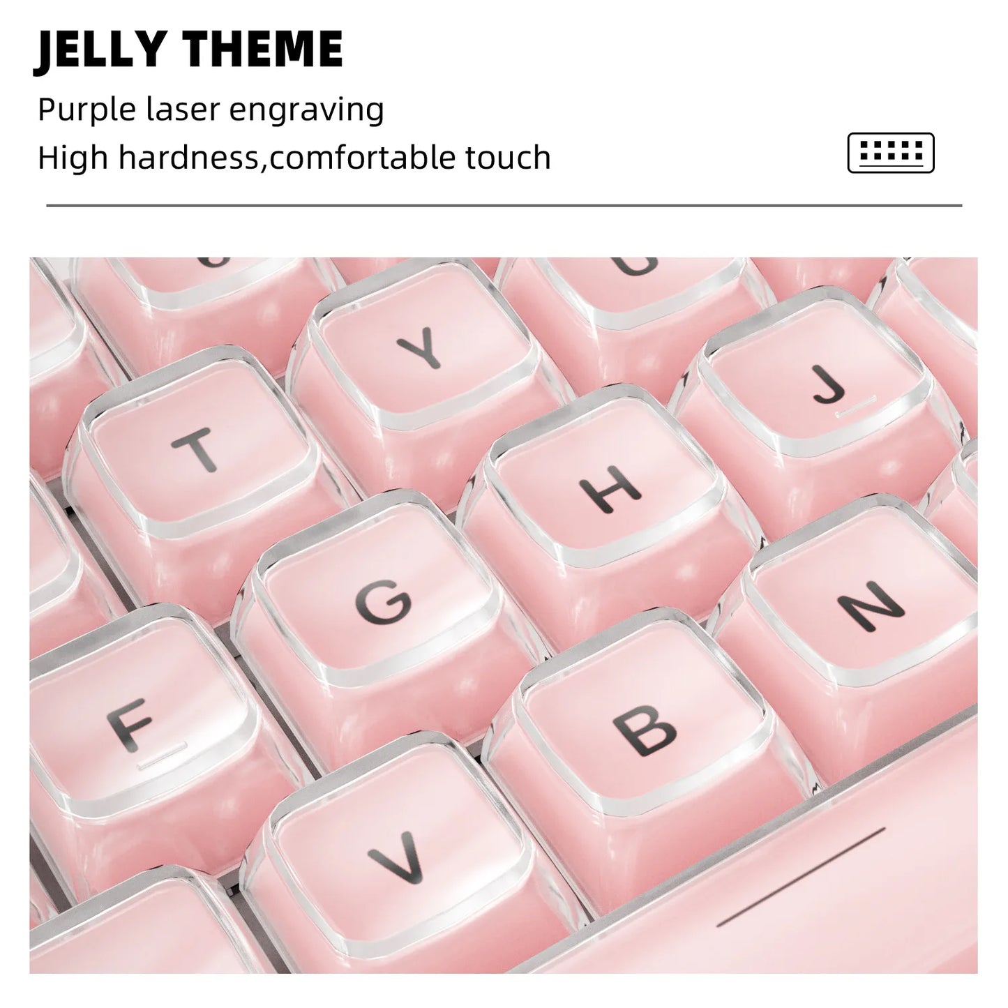 Crystal Jelly Side Front Printed Keycaps for Mechanical Keyboard 60 75 80 100 Layout Key Caps Korean Japanese Русский Arabic