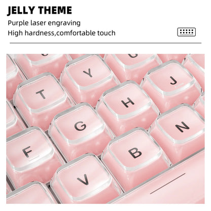 Crystal Jelly Side Front Printed Keycaps for Mechanical Keyboard 60 75 80 100 Layout Key Caps Korean Japanese Русский Arabic