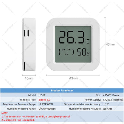 Zigbee 3.0 Temperature and Humidity Sensor Zigbee Hub Required work with Home Assistant Yandex Alexa ZHA Zigbee2MQTT