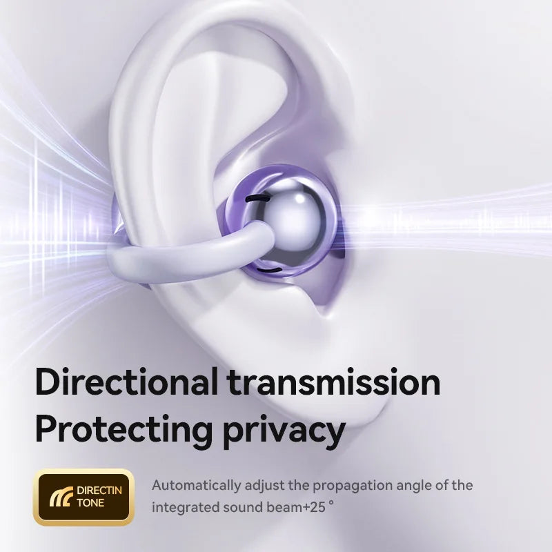 Fone Bluetooth Headset 5.3 Wireless Bone Conduction Headphones Clip Ear Music Noise Canceling HD Call Sports Gaming Earphone