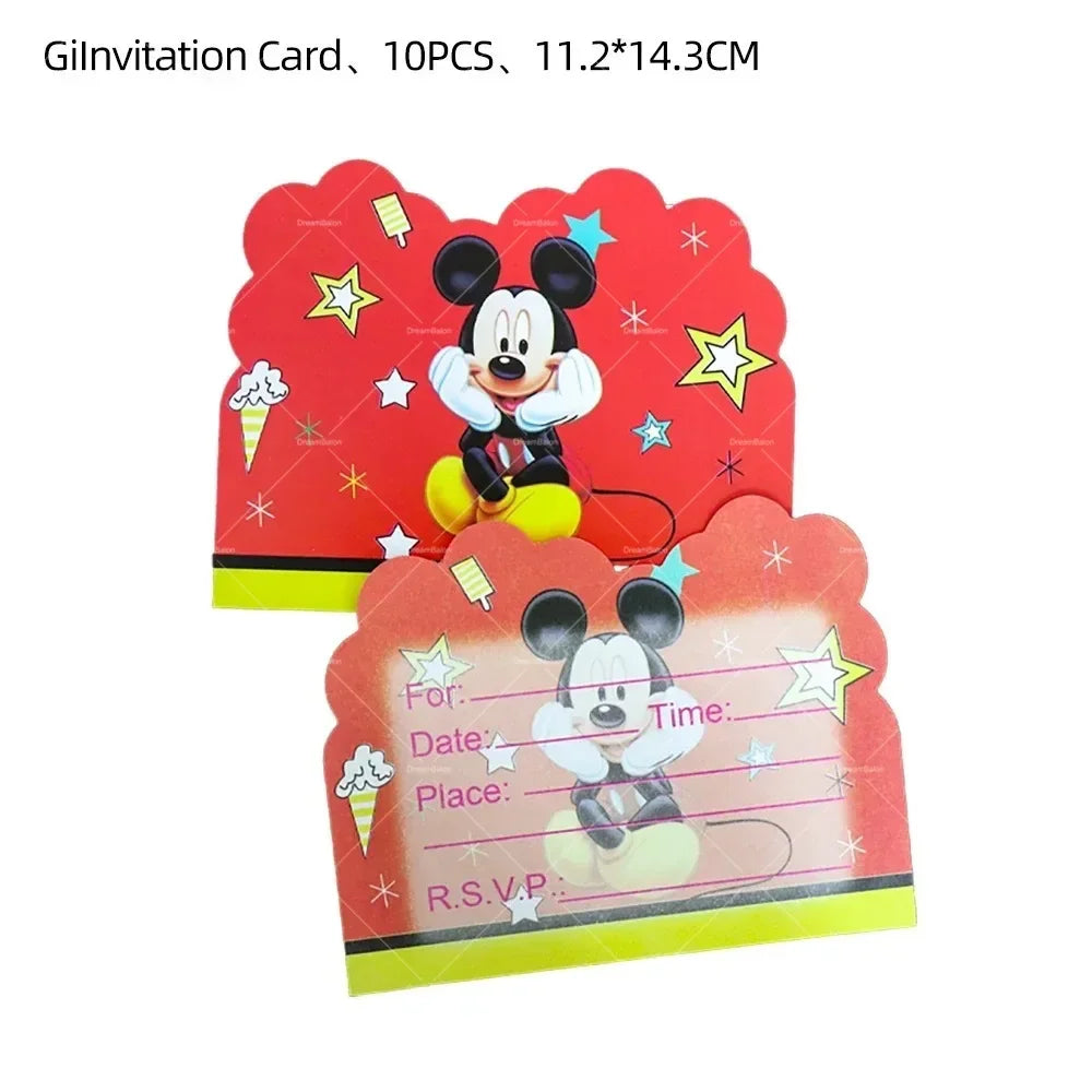 Mickey Balloon Cartoon Mouse Minnie Decorations Party Happy Birthday Banner Cake Topper Disposable Tableware Background Gift Bag