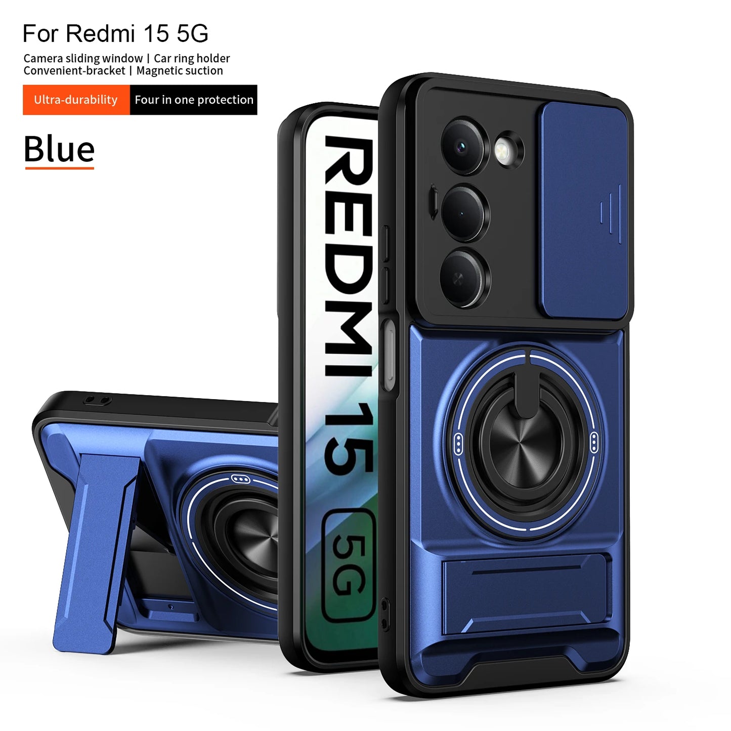 For Xiaomi Redmi 15 Case Redmi 15 4G 5G Cover Phone Case Magsafe Magnetic Fold Holder Military Armor Camera Protection Cover