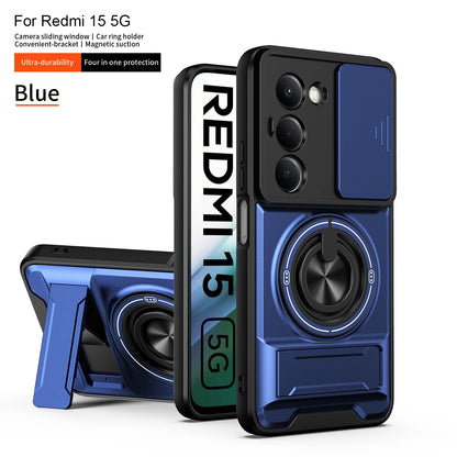 For Xiaomi Redmi 15 Case Redmi 15 4G 5G Cover Phone Case Magsafe Magnetic Fold Holder Military Armor Camera Protection Cover