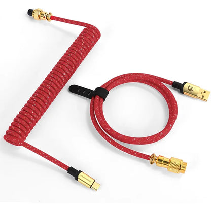 ATTACK SHARK * MAMBASNAKE C03 Coiled USB C Cable for Gaming Keyboard, Nylon Braided Mechanical Keyboard Cable, Double-Sleeved