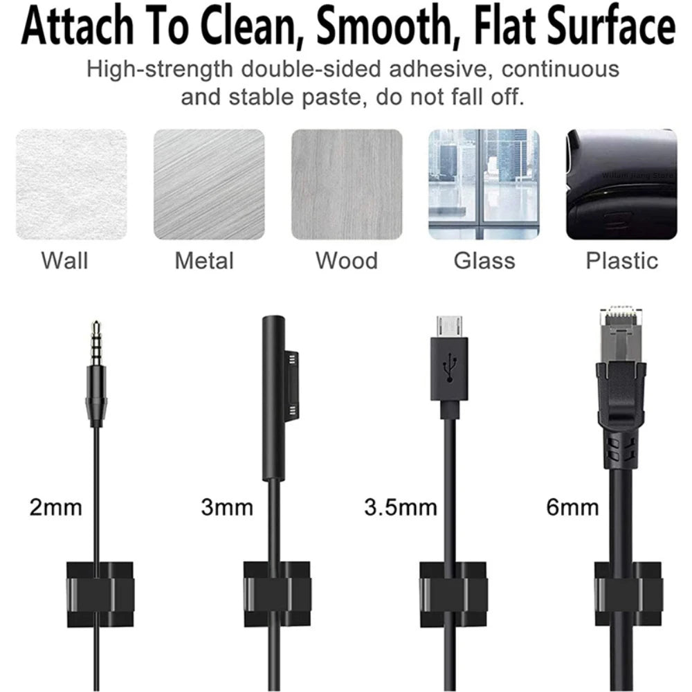 Cable Management Clips Organizer 20/40Pcs Drop Wire Holder Cord Self-Adhesive Cable Manager Fixed Clamp Wire Winder Clips Attach