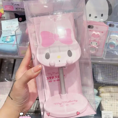 New Sanrio Foldable Phone Stand Melody Kuromi Portable Anti-Slip Base Soft Silicone Compatible with All Smartphones Tablets Gift