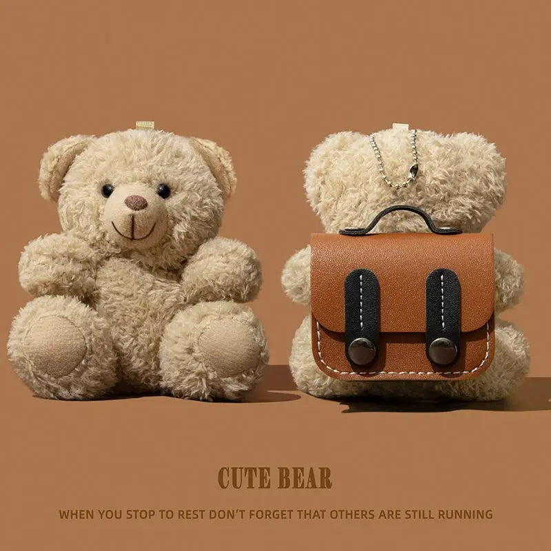 For AirPods 4 3 2 1 Pro 2 Earphone Case 3D Cartoon Plush Bear Capybara Headphone Box Stuffed Toy Backpack Cover