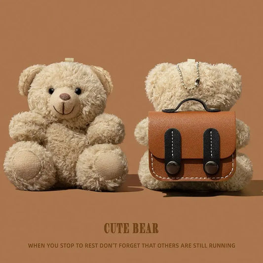 For AirPods 4 3 2 1 Pro 2 Earphone Case 3D Cartoon Plush Bear Capybara Headphone Box Stuffed Toy Backpack Cover