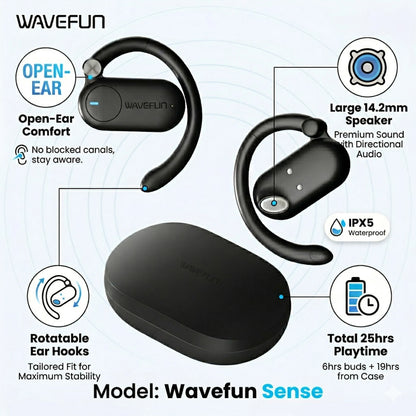 Wavefun XBuds Bluetooth Earphone Wireless Headphones with Ear Hook IPX7 Waterproof Super Bass Sport Earphones Music Gaming Mode