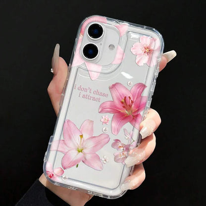 Floral Pattern Transparent Shockproof Soft TPU Phone Case For iPhone 17 16 Pro Max 16E 15 14 13 12 11 XS X XR 7 8 Plus SE2 Cover