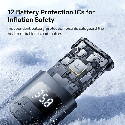 Baseus 2 in 1 Car Air Pump Wired/Wireless Car Air Compressor Dethable Flashlight 6000mAh Portable Tire Inflator Pump for Car