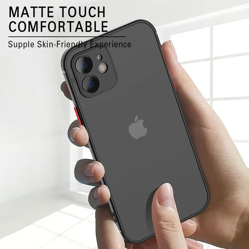 Luxury Matte Transparent Phone Case For iPhone 17 Air 16 E 15 14 13 12 11 Pro Max Plus Mini Silicone Clear Hard PC Back Cover
