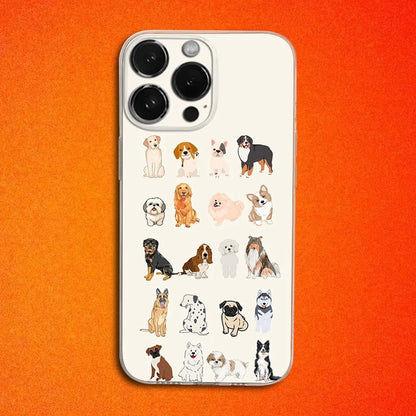 Pet Puppy Dog Cute Phone Case For iPhone 16,15,14,13,12,11 Plus,Pro,Max,XR,XS,X,Plus,SE,Mini Transparent Soft Cover