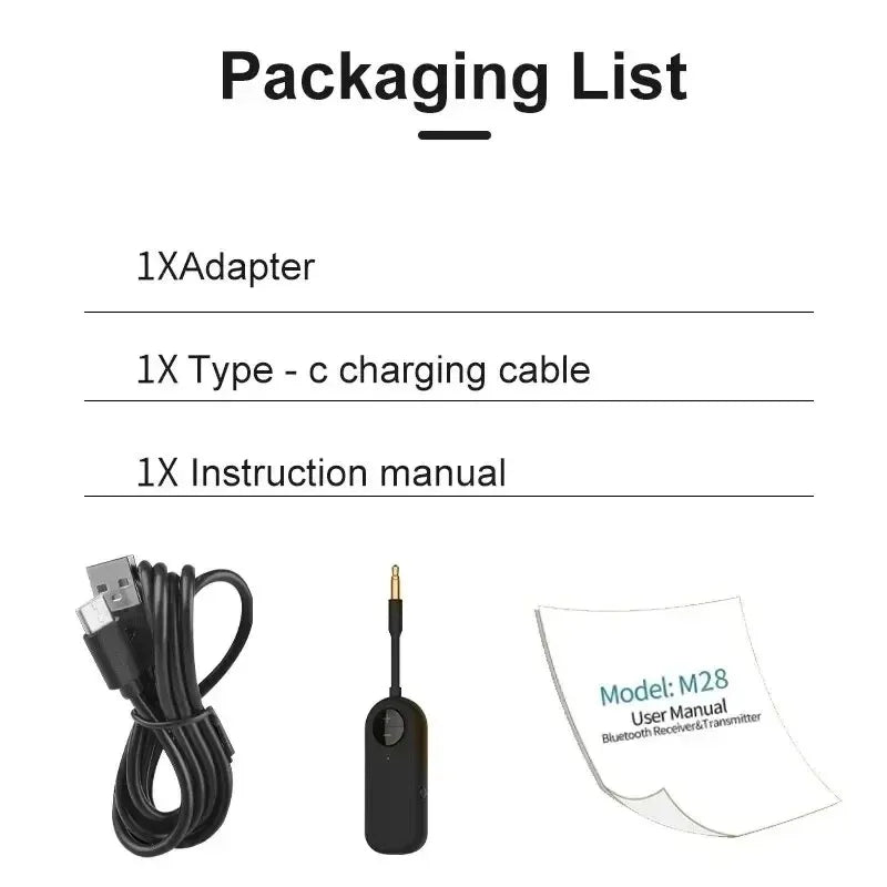 Bluetooth 5.3 Audio Transmitter and Receiver 2 in 1 Wireless 3.5mm Aux Audio Adapter Transmitter for TV Aircraft Car Headphones