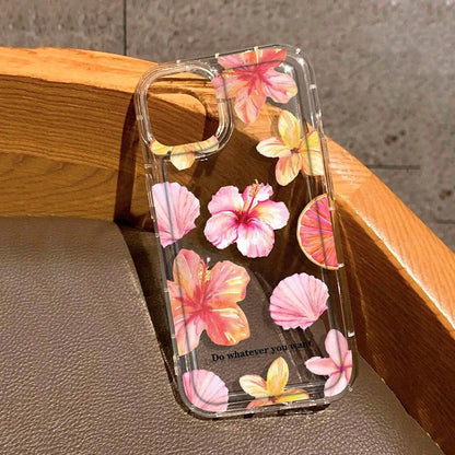 Floral Pattern Transparent Shockproof Soft TPU Phone Case For iPhone 17 16 Pro Max 16E 15 14 13 12 11 XS X XR 7 8 Plus SE2 Cover