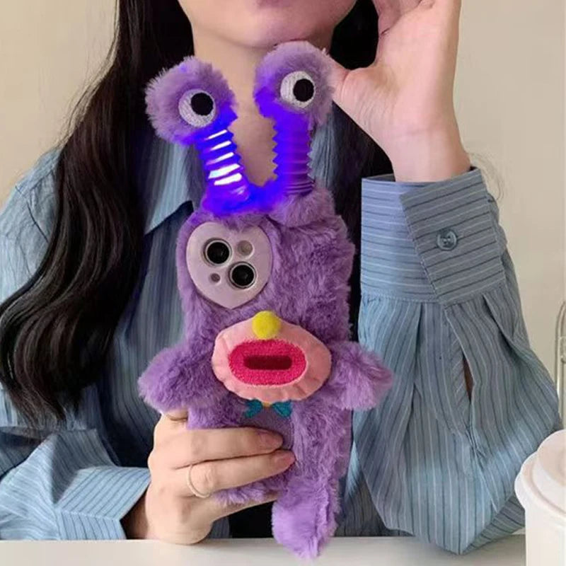 Little Monster Phone Case for iPhone, Plush Glowing, 15, 14, 13, 11, 12 Pro, 8, 7 Plus, X, 13 Pro Free Cleaning Wipes Included