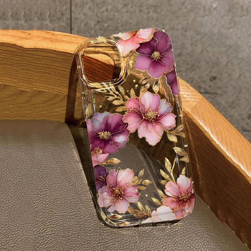 Floral Pattern Transparent Shockproof Soft TPU Phone Case For iPhone 17 16 Pro Max 16E 15 14 13 12 11 XS X XR 7 8 Plus SE2 Cover