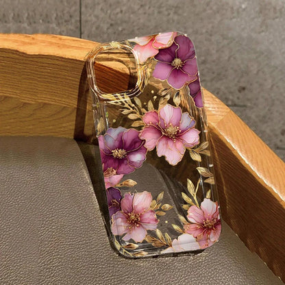 Floral Pattern Transparent Shockproof Soft TPU Phone Case For iPhone 17 16 Pro Max 16E 15 14 13 12 11 XS X XR 7 8 Plus SE2 Cover