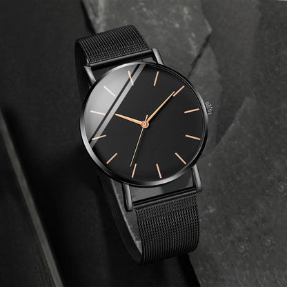 Fashion Men Business Watches Ultra Thin Stainless Steel Mesh Belt Quartz Watch