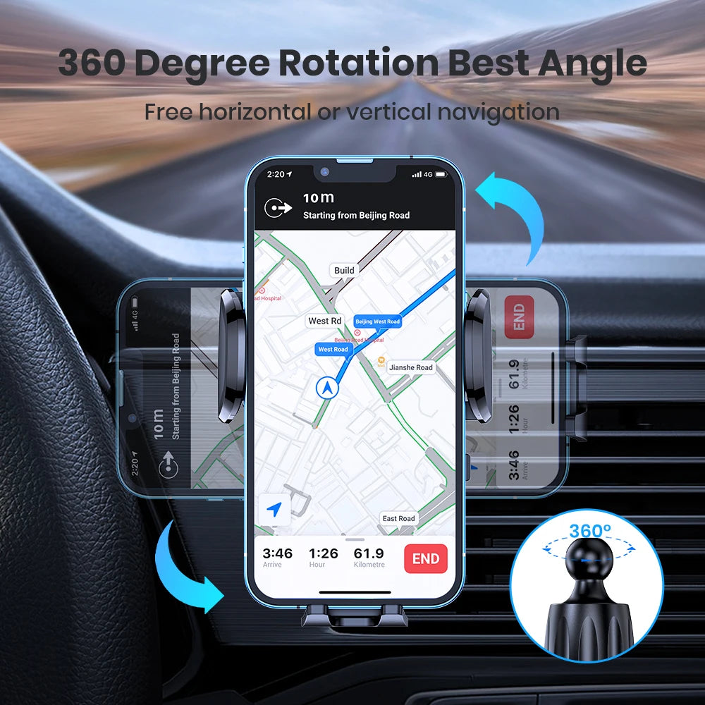 TOPK D42-G Car Phone Holder Mount, Upgraded Metal Hook Cell Phone Holder For Car Air Vent Compatible With All Phones