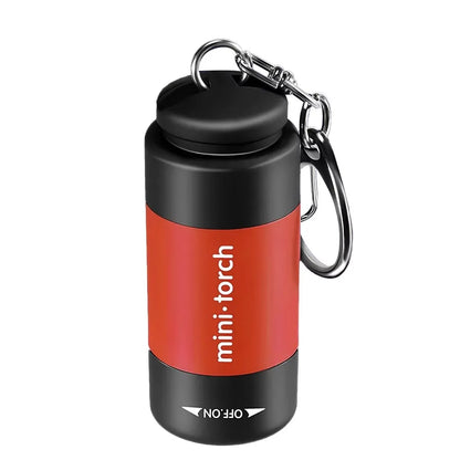 USB Rechargeable LED Pocket Keychain Flashlight Multifunctional Strong Light Waterproof for Outdoor Hiking Camping Mini
