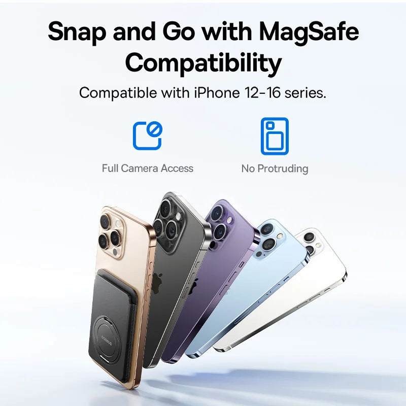 Baseus Magnetic Wallet Card Holder for iPhone 17 MagSafe PU Leather Phone Case with 360° Rotating Stand Bank ID Card Cover Case