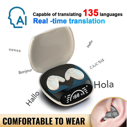 Bluetooth 5.4 AI Translation Earphones Real Time Support 144 Language Wireless Ear-hook Headsets HiFi Noise Reduction Headphones