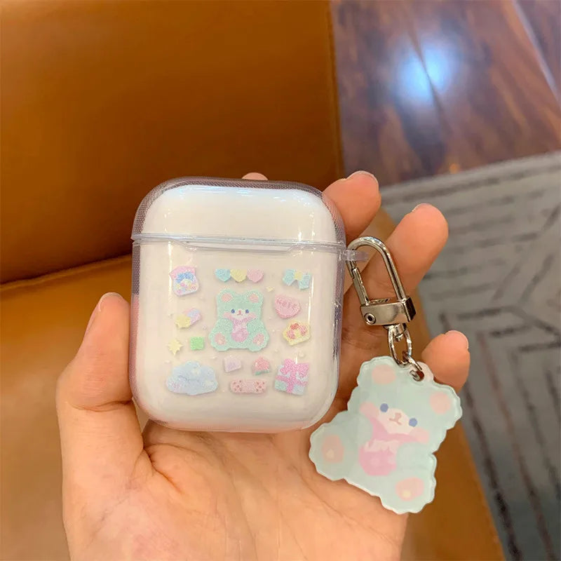 For AirPods 1 2 3 Earphone Case Funny Cute Cartoon Couples Bluetooth Headphone Protective Cover For AirPodsPro 2nd With Keychain