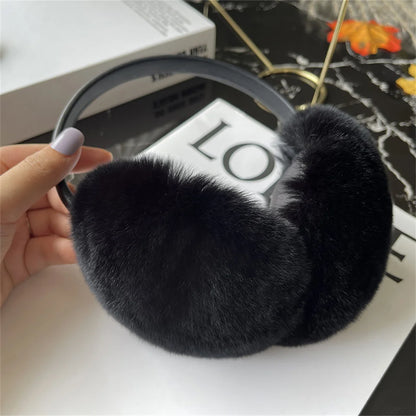 Natural Winter Fur EarMuffs For Women Ear Cover Accessories Real Fur Headphones Warm Earflap Real Rex Rabbit Ear Warmer For Gift