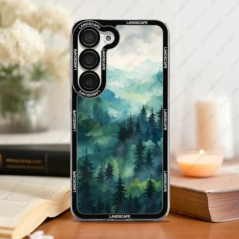 Phone Case For Samsung Galaxy S20 S21 S22 S23 S24 FE Plus Ultra A54 A53 A52 A34 5G TPU Soft Cover Japanese Landscape