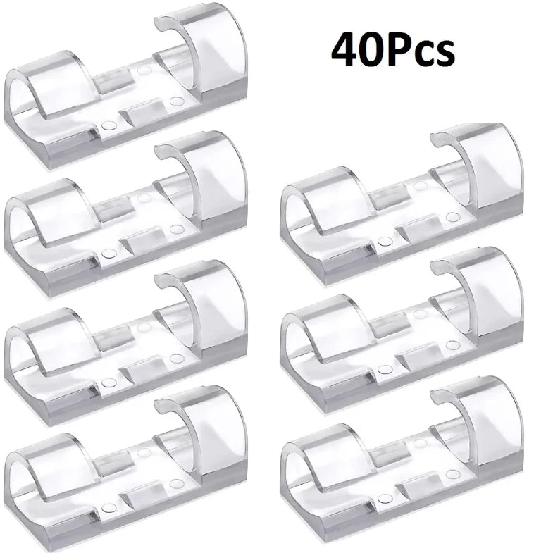 5/20/40/60Pcs Self-Adhesive Cable Organizer Clip Desk Tidy Management Clip Cable Protector For Mouse Headset Wire Storage Winder