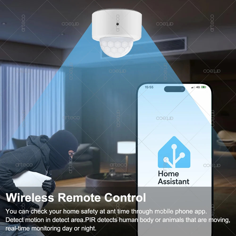 ZigBee Pir Motion Sensor Smart Human Body Sensors Infrared Detector Security Burglar Alarm Sensor Works With Home Assistant Z2M