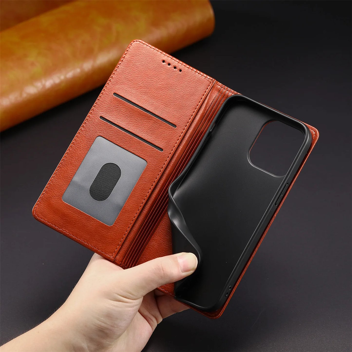 Magnetic Flip Case For iPhone 16 Pro Max 15 14 Plus 13 12 Mini 11 Pro Max X XS XR 6 6S 7 8 Plus Leather Wallet Stand Phone Cover